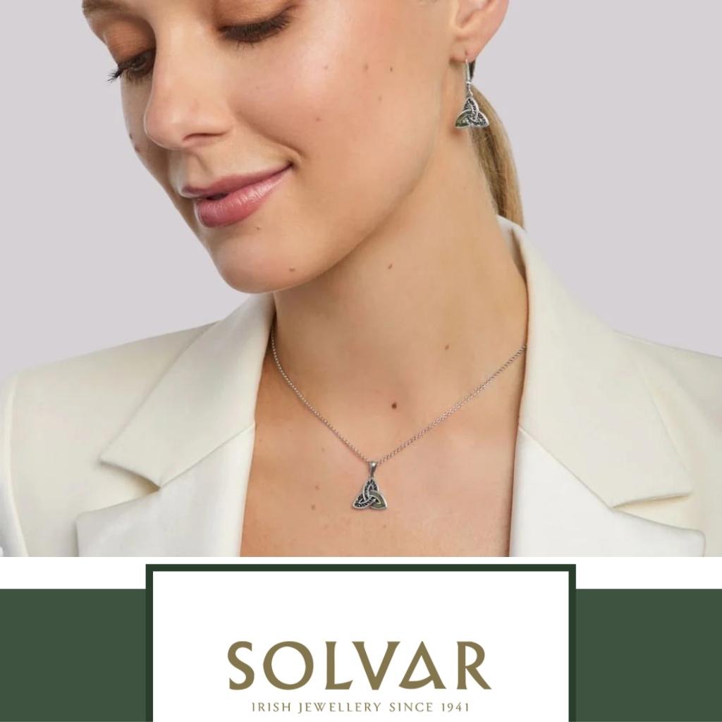 Sterling Silver and Connemara Marble Trinity Knot Necklace