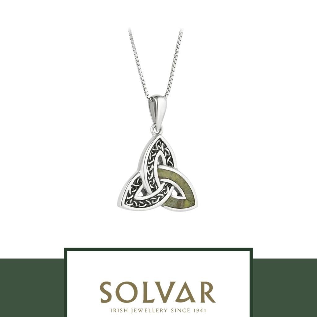 Sterling Silver and Connemara Marble Trinity Knot Necklace