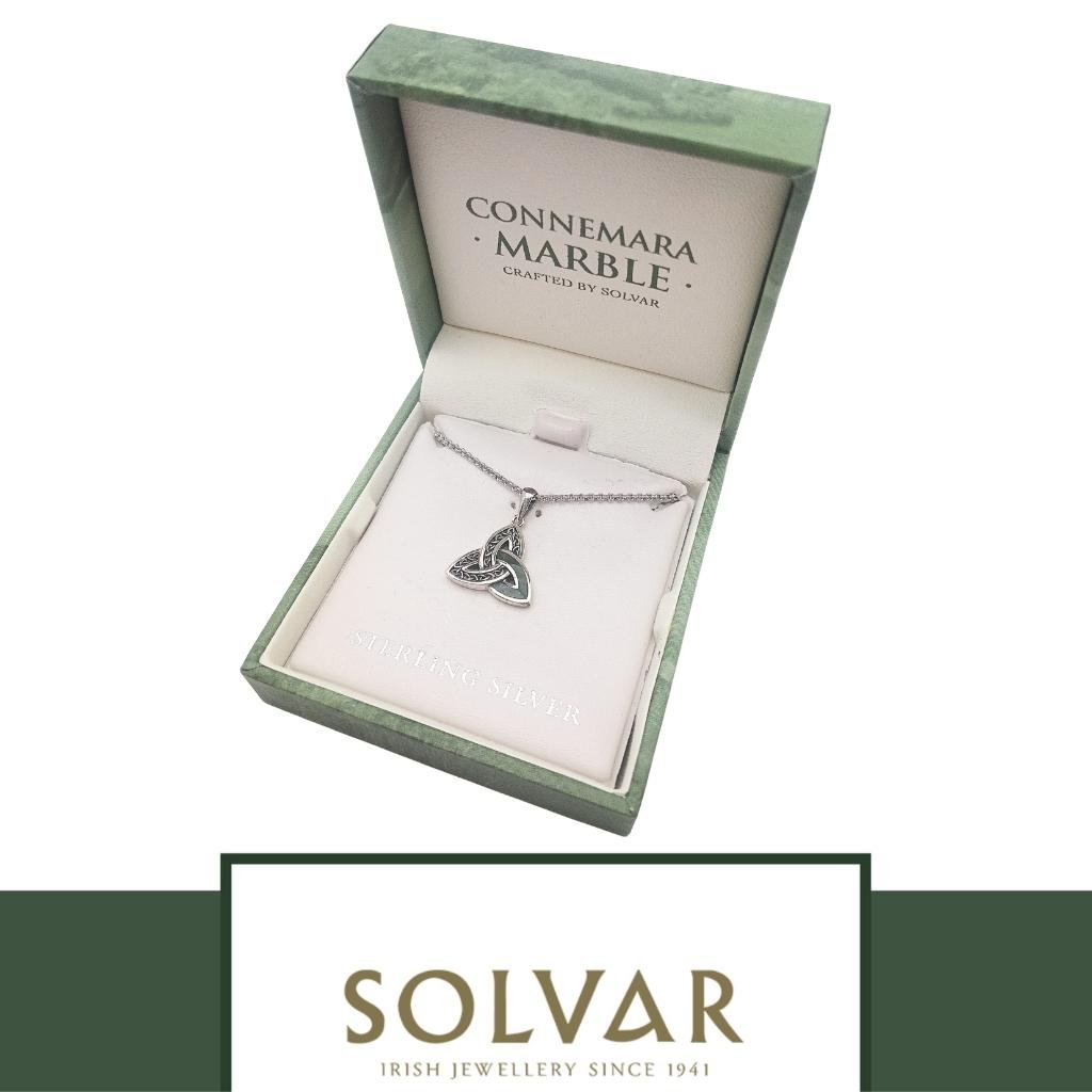Sterling Silver and Connemara Marble Trinity Knot Necklace