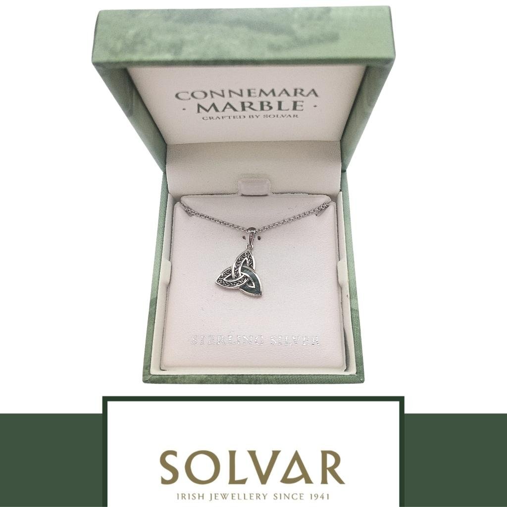 Sterling Silver and Connemara Marble Trinity Knot Necklace