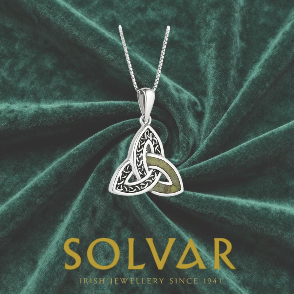 Sterling Silver and Connemara Marble Trinity Knot Necklace