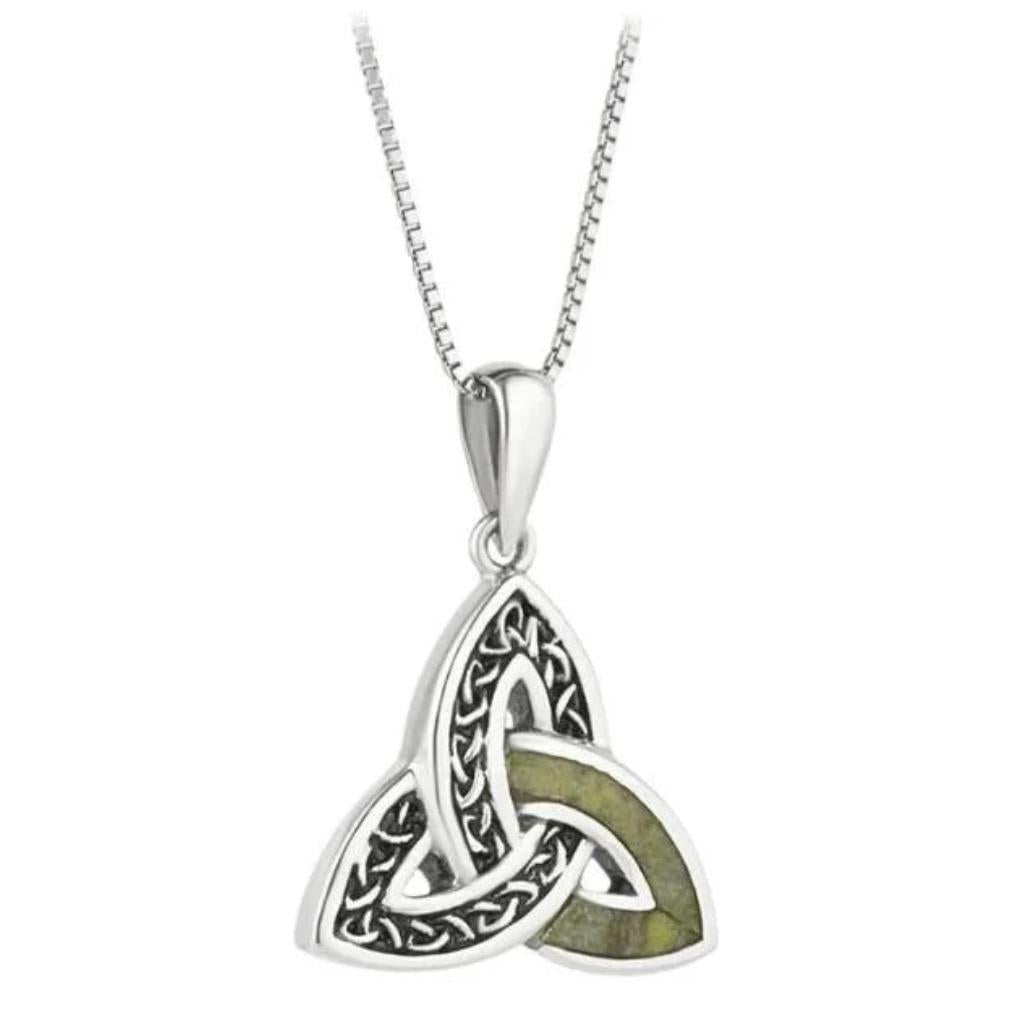 Sterling Silver and Connemara Marble Trinity Knot Necklace