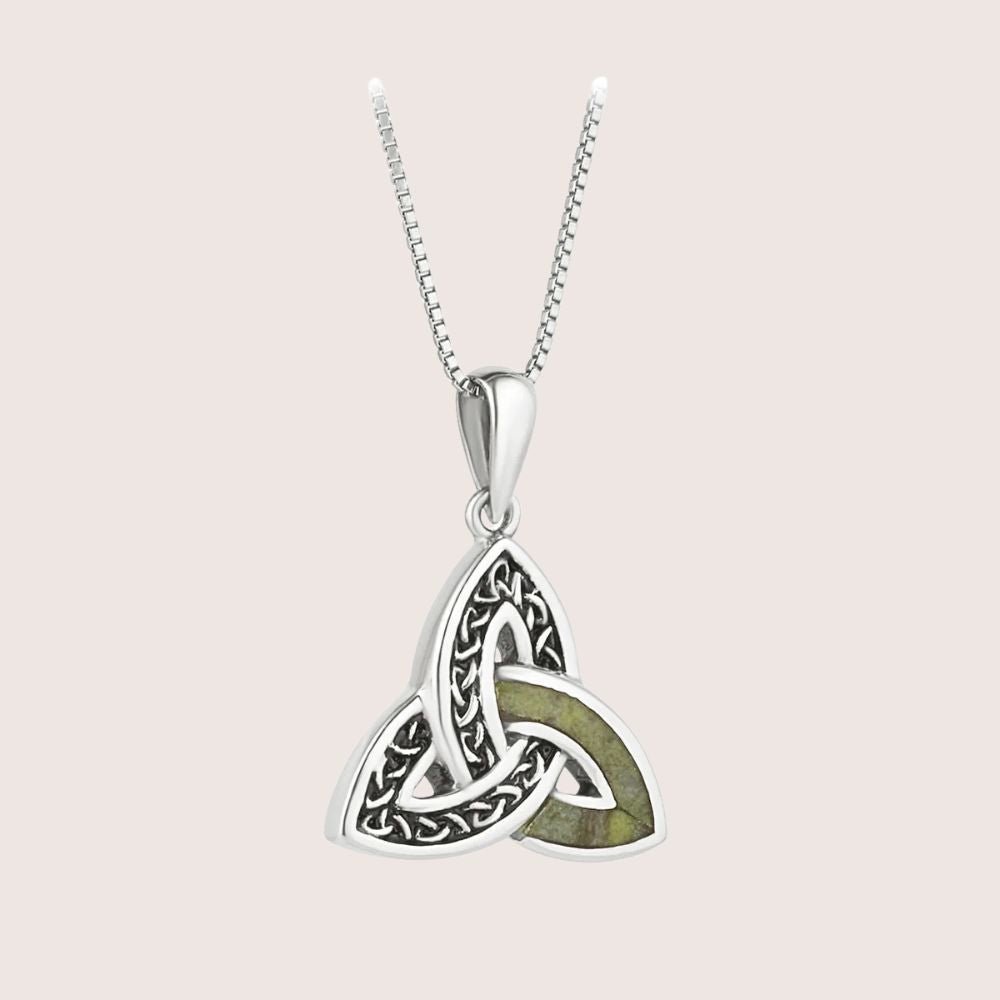 Sterling Silver and Connemara Marble Trinity Knot Necklace