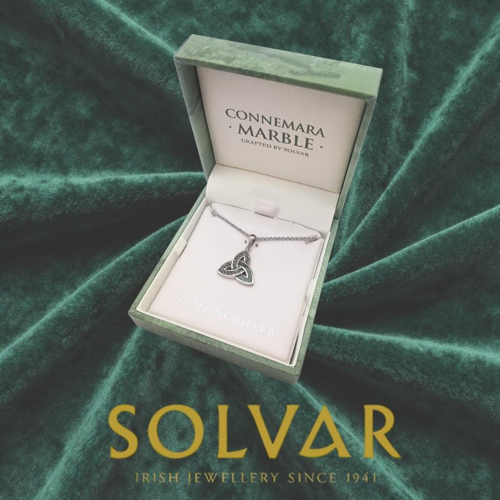 Sterling Silver and Connemara Marble Trinity Knot Necklace