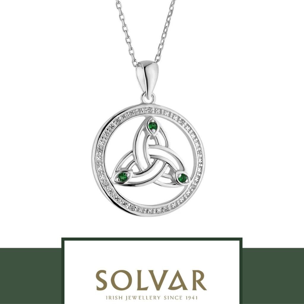 Sterling Silver and Crystal Trinity Knot Circle Necklace