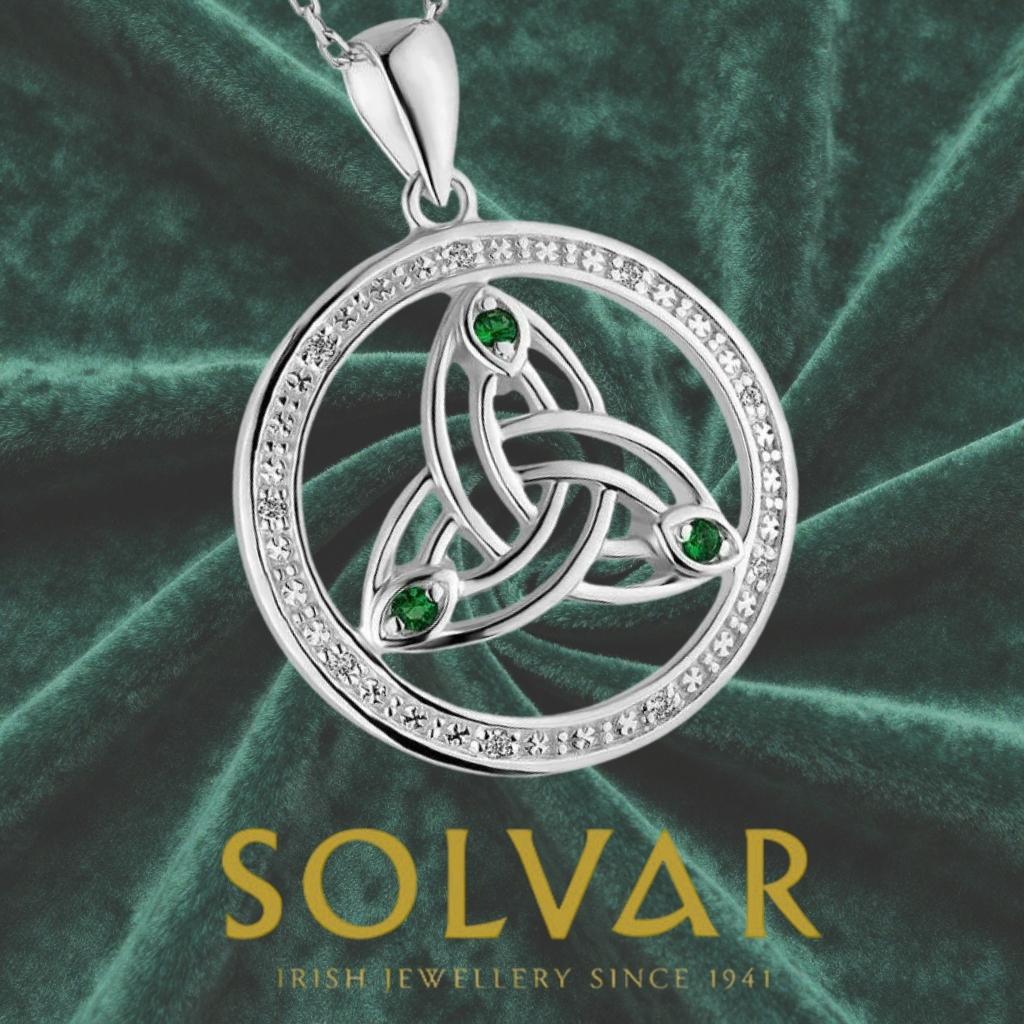 Sterling Silver and Crystal Trinity Knot Circle Necklace