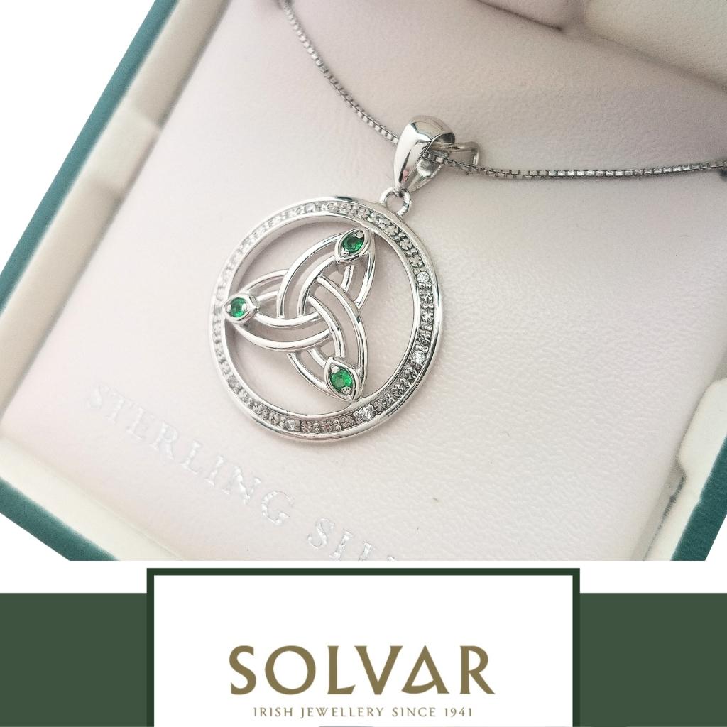 Sterling Silver and Crystal Trinity Knot Circle Necklace