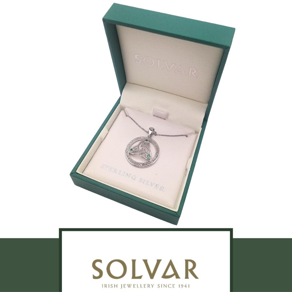 Sterling Silver and Crystal Trinity Knot Circle Necklace