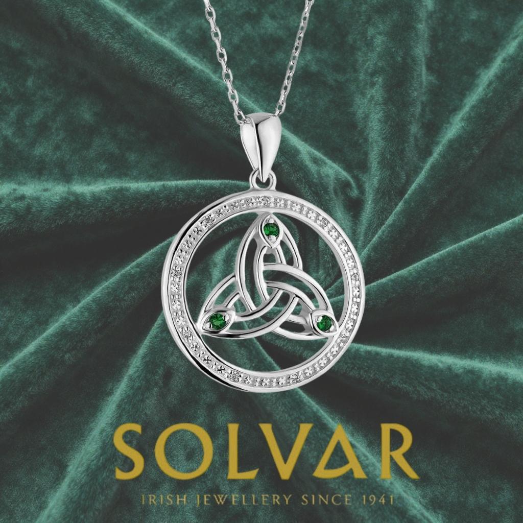 Sterling Silver and Crystal Trinity Knot Circle Necklace
