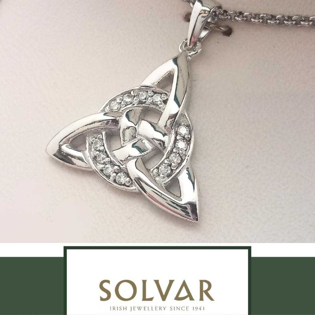 Sterling Silver and CZ Celtic Trinity Knot Necklace