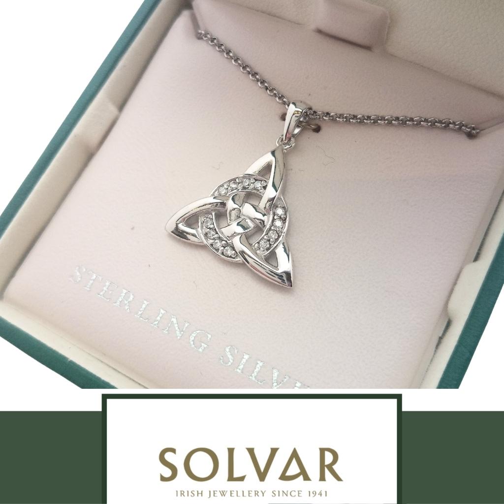 Sterling Silver and CZ Celtic Trinity Knot Necklace