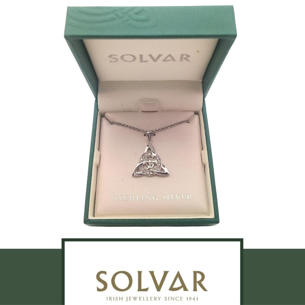 Sterling Silver and CZ Celtic Trinity Knot Necklace