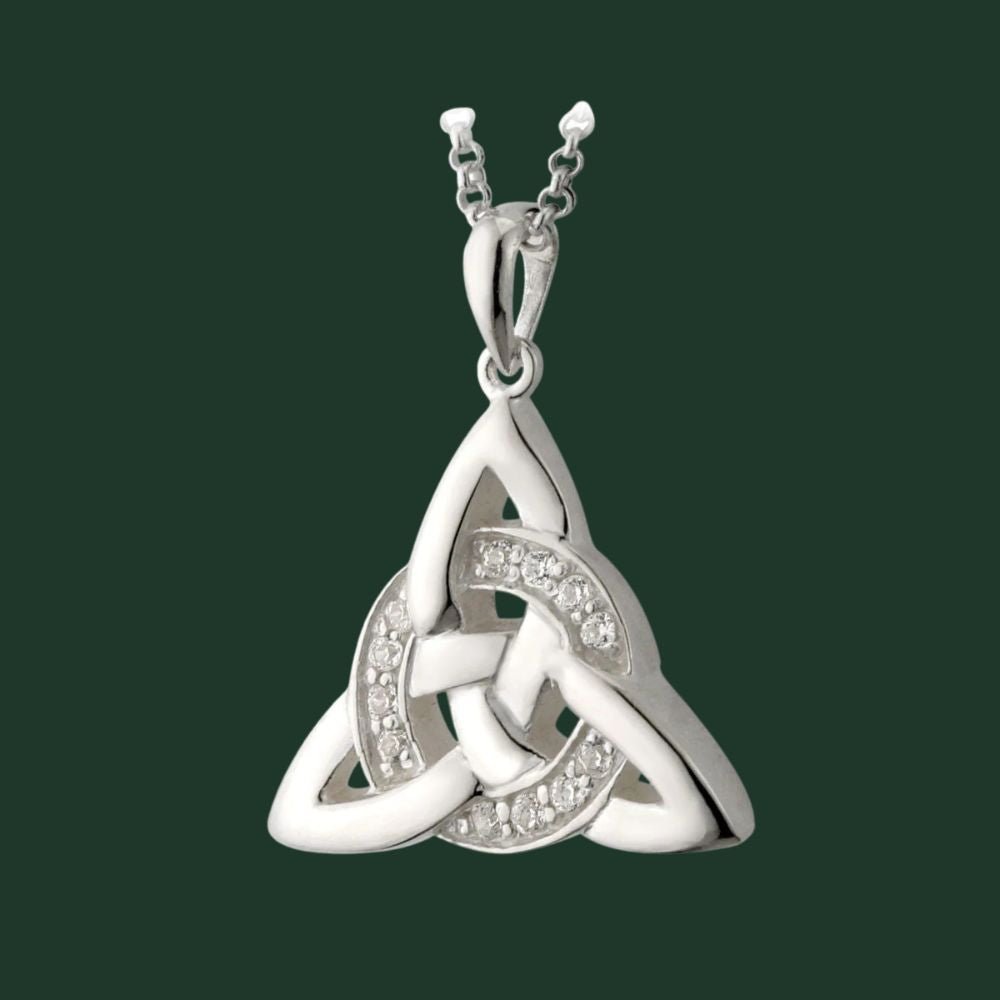 Sterling Silver and CZ Celtic Trinity Knot Necklace