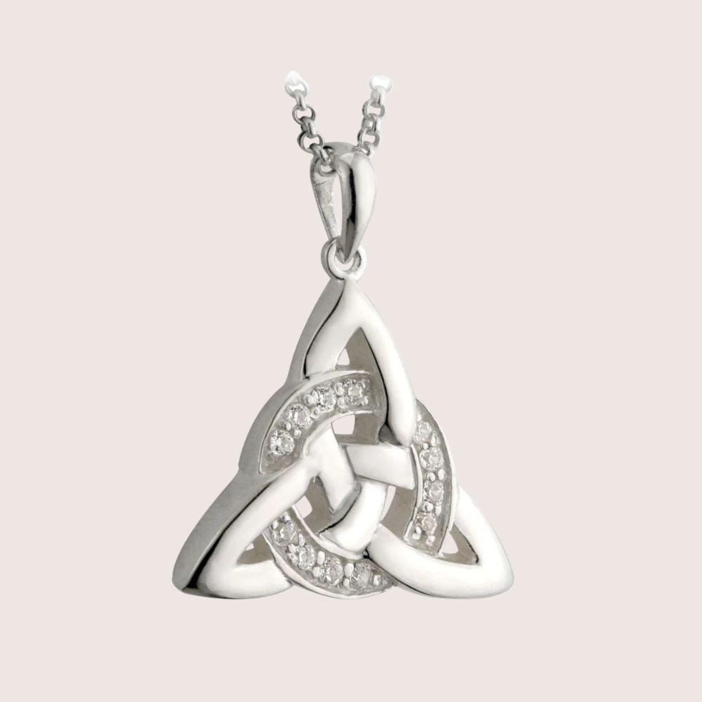 Sterling Silver and CZ Celtic Trinity Knot Necklace