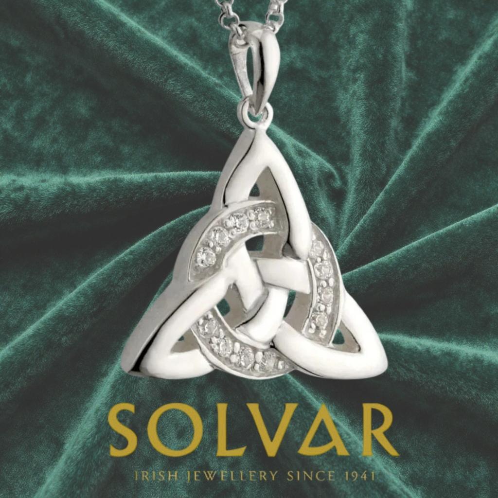 Sterling Silver and CZ Celtic Trinity Knot Necklace