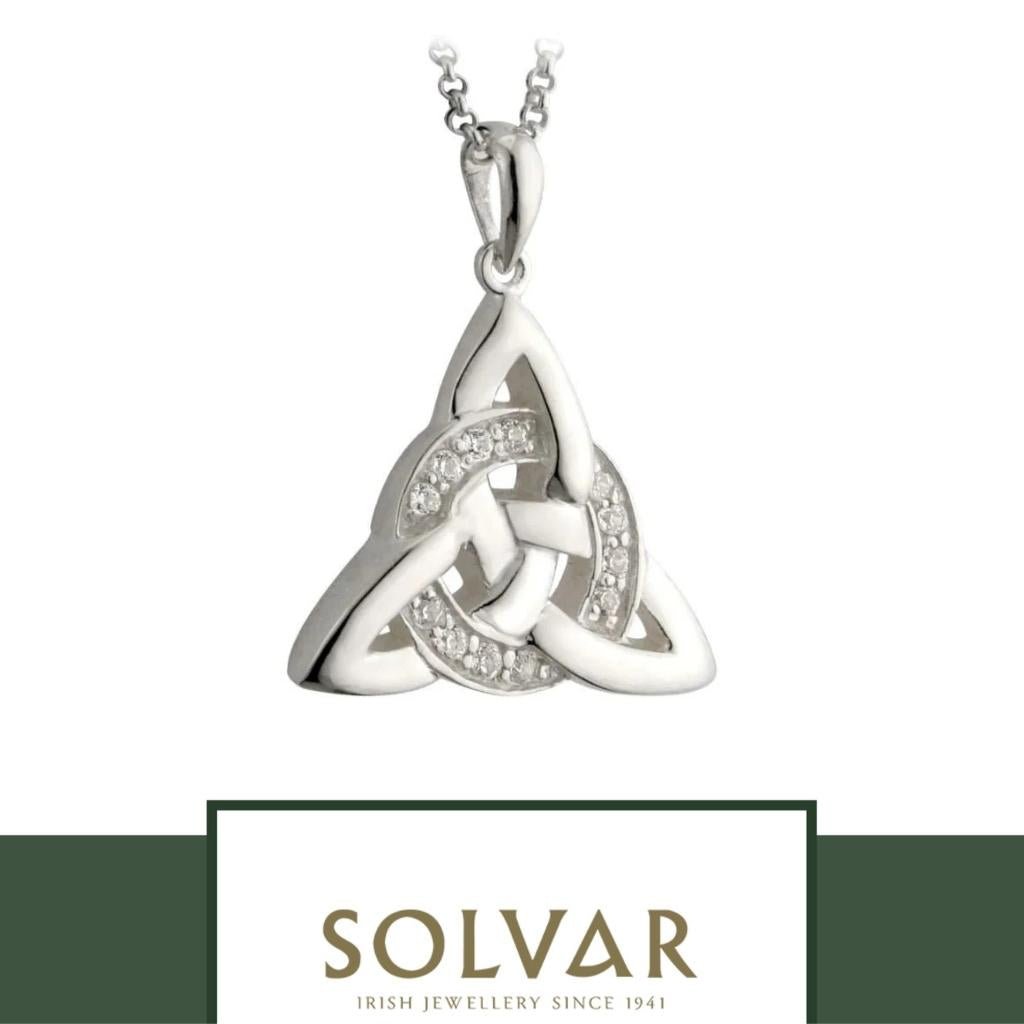 Sterling Silver and CZ Celtic Trinity Knot Necklace