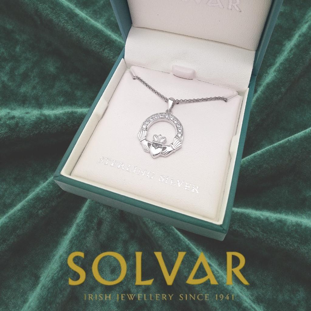 Sterling Silver and CZ Claddagh Necklace