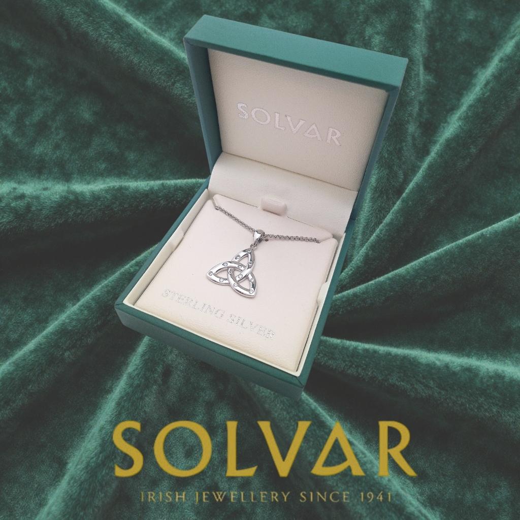 Sterling Silver and Flush Set CZ Large Trinity Knot Necklace