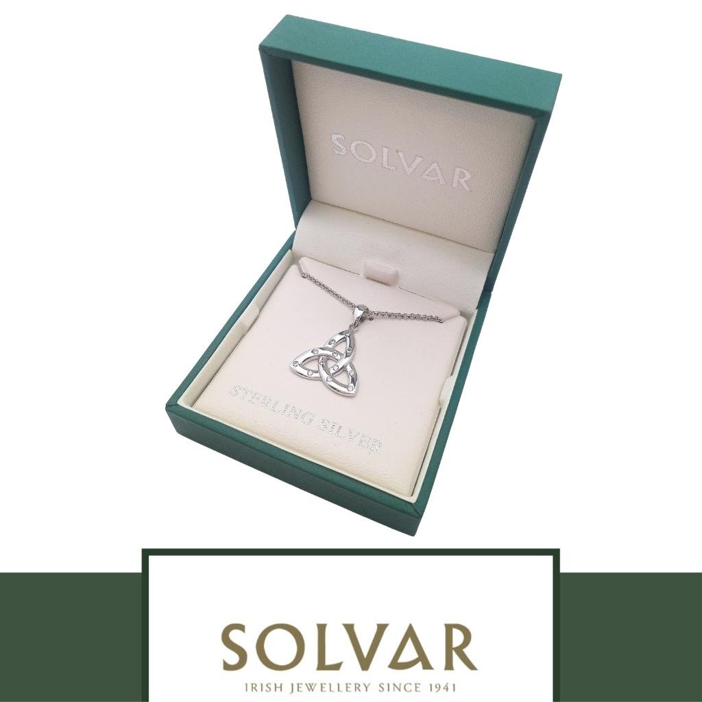 Sterling Silver and Flush Set CZ Large Trinity Knot Necklace