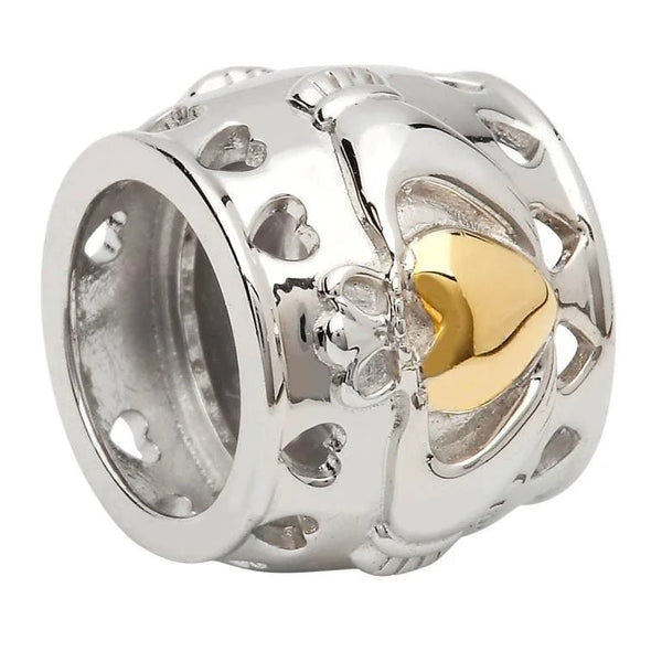 Sterling Silver and Gold Plated Claddagh Bead - The Celtic Gift Store - Jewelry