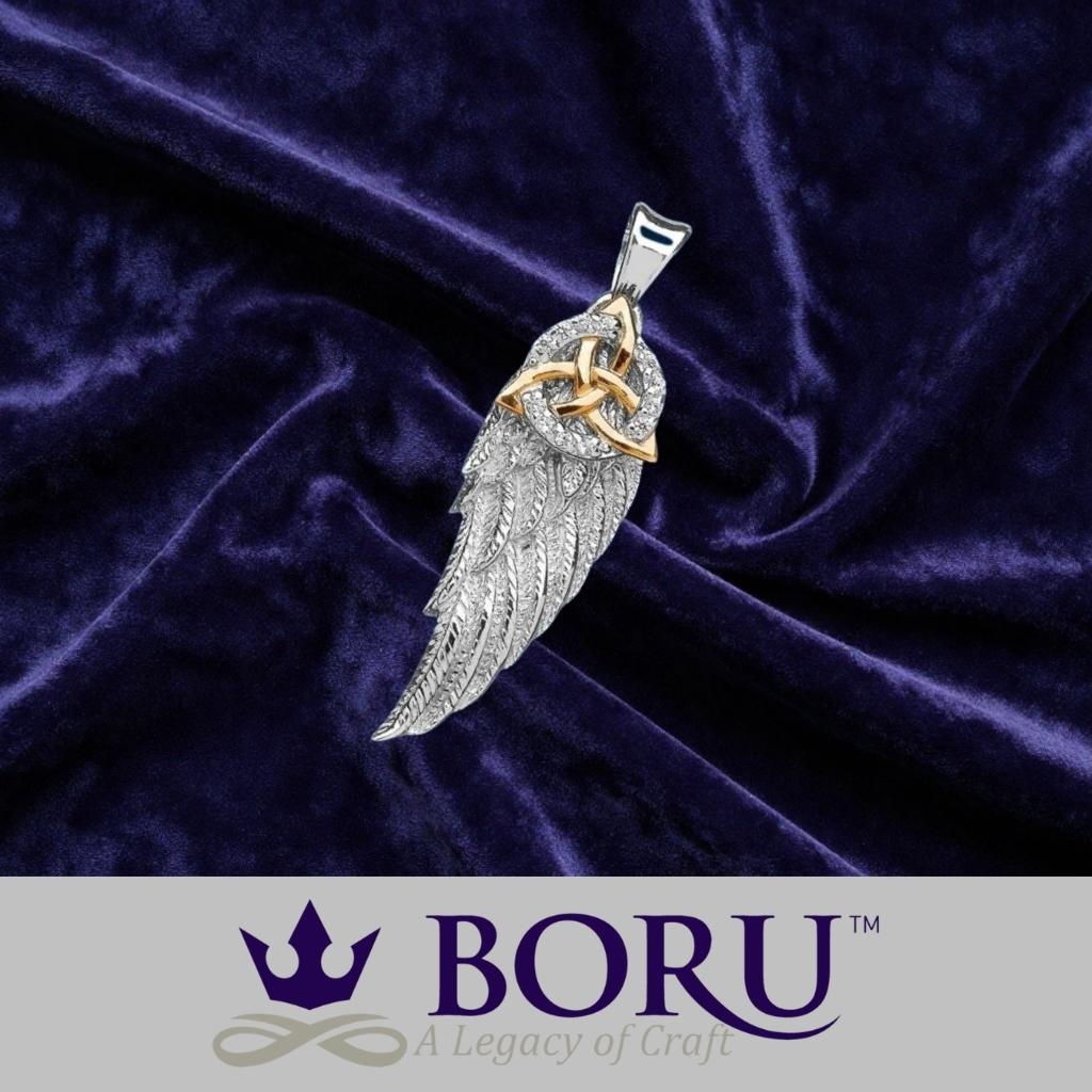 Sterling Silver and Gold Trinity Knot Angel's Wing Necklace