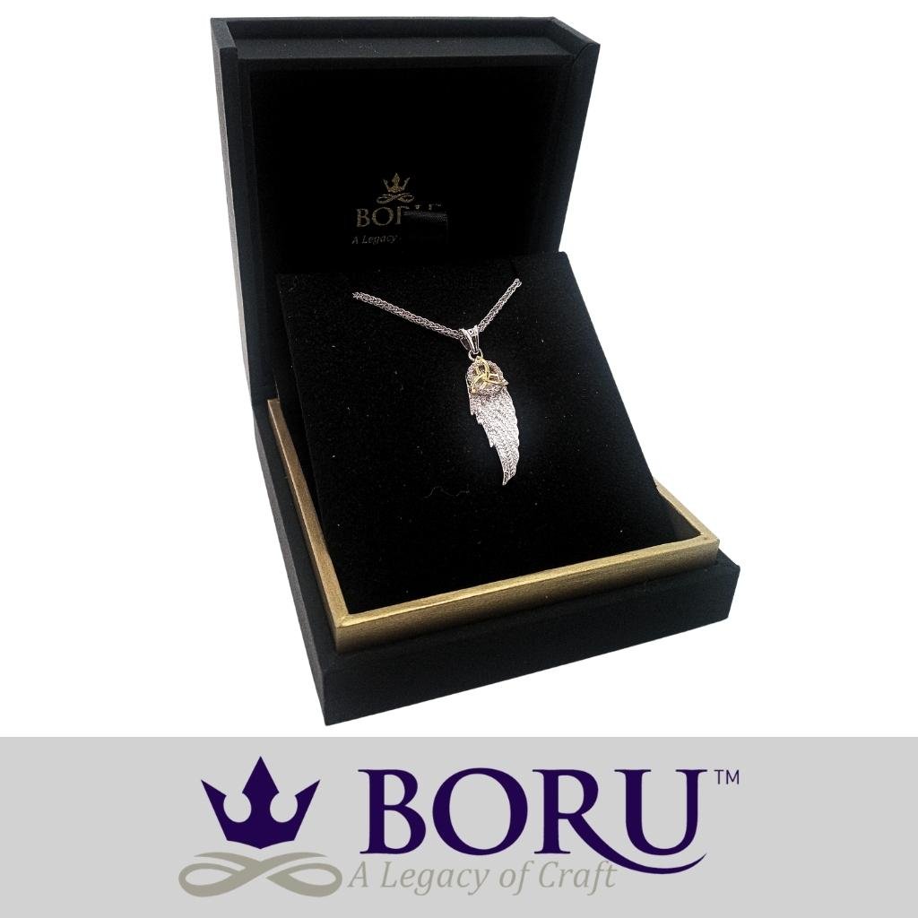 Sterling Silver and Gold Trinity Knot Angel's Wing Necklace