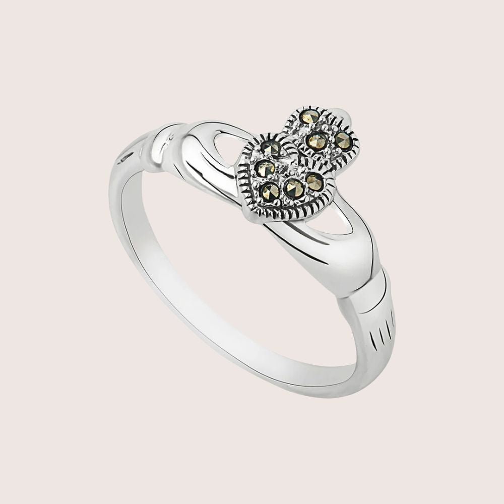 Sterling Silver and Marcasite Claddagh Ring