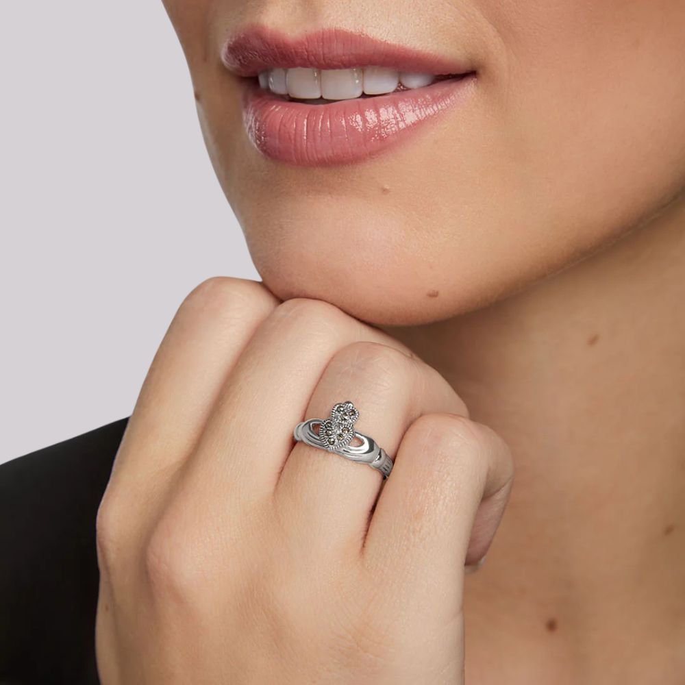 Sterling Silver and Marcasite Claddagh Ring