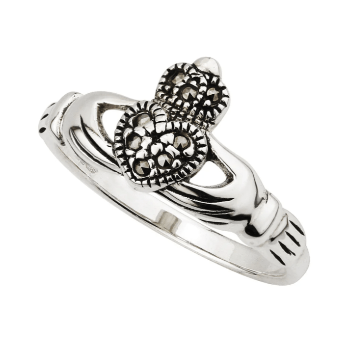 Sterling Silver and Marcasite Claddagh Ring - The Celtic Gift Store - Rings