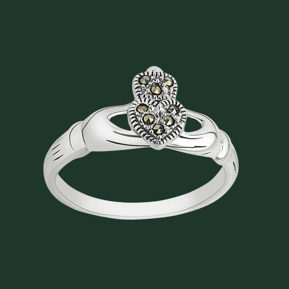 Sterling Silver and Marcasite Claddagh Ring