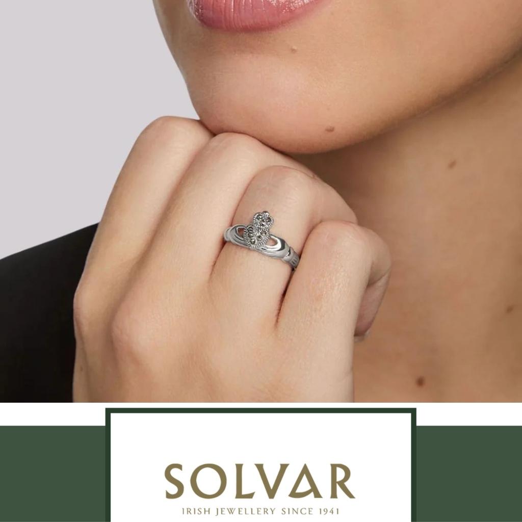 Sterling Silver and Marcasite Claddagh Ring