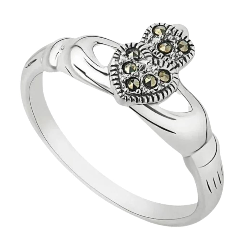 Sterling Silver and Marcasite Claddagh Ring