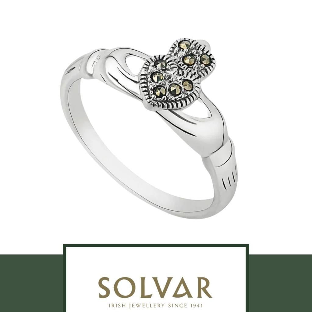 Sterling Silver and Marcasite Claddagh Ring