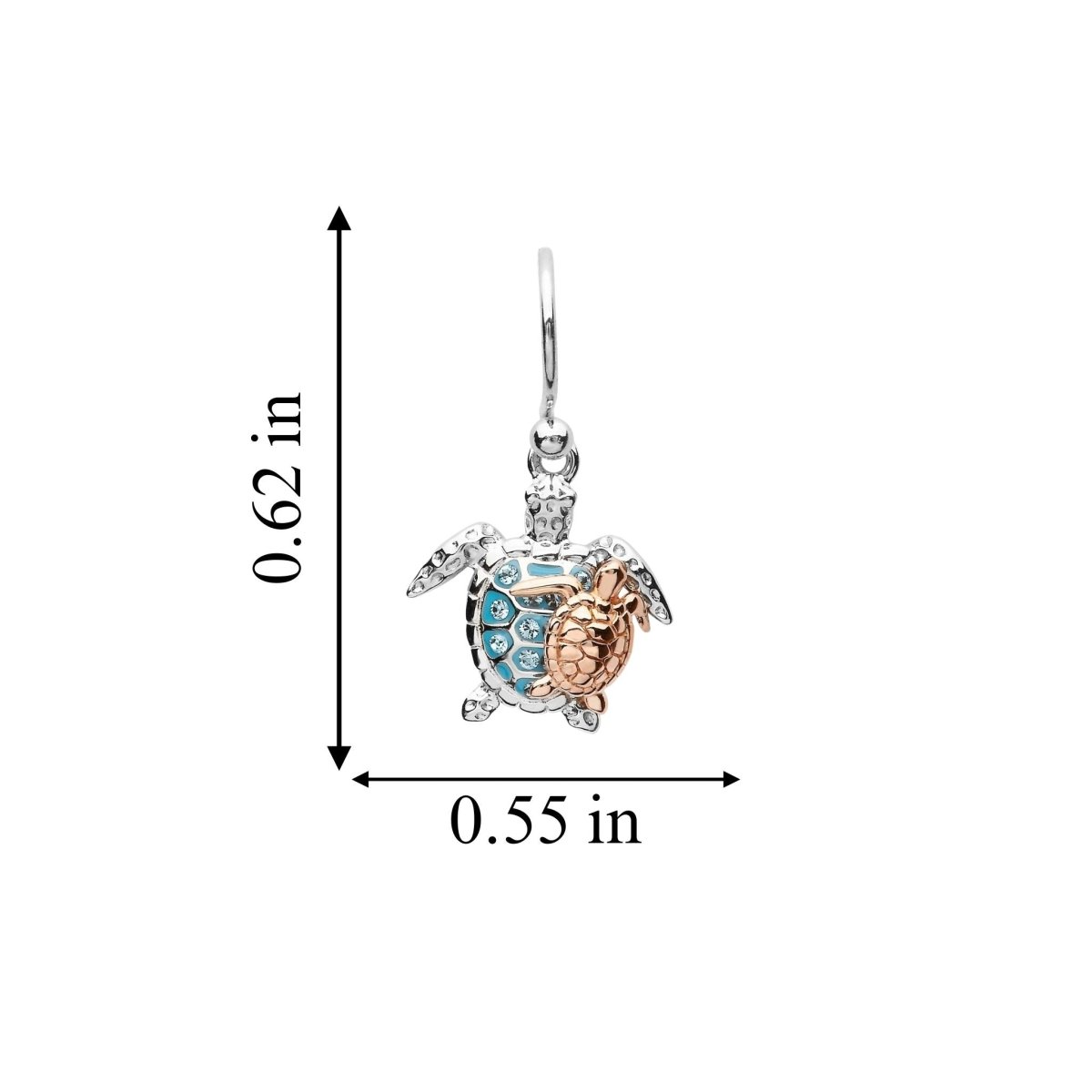 Sterling Silver and Rose Gold Mother & Baby Turtle Drop Earrings - The Celtic Gift Store - Jewelry