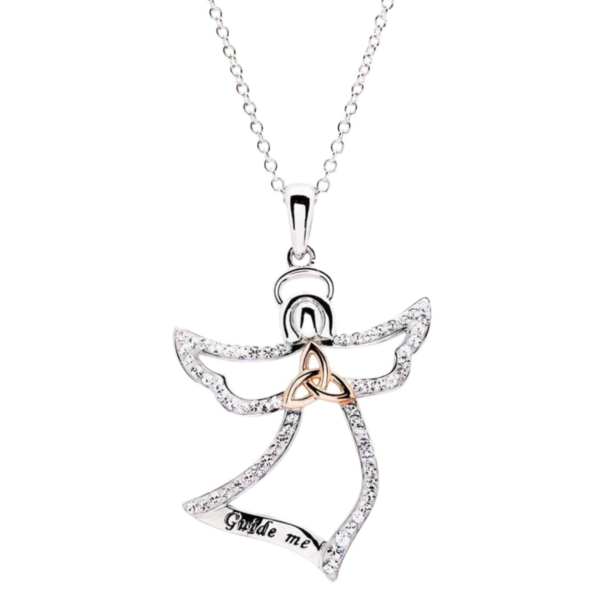 Sterling Silver and Rose Gold Trinity Knot Guide Me Angel Necklace