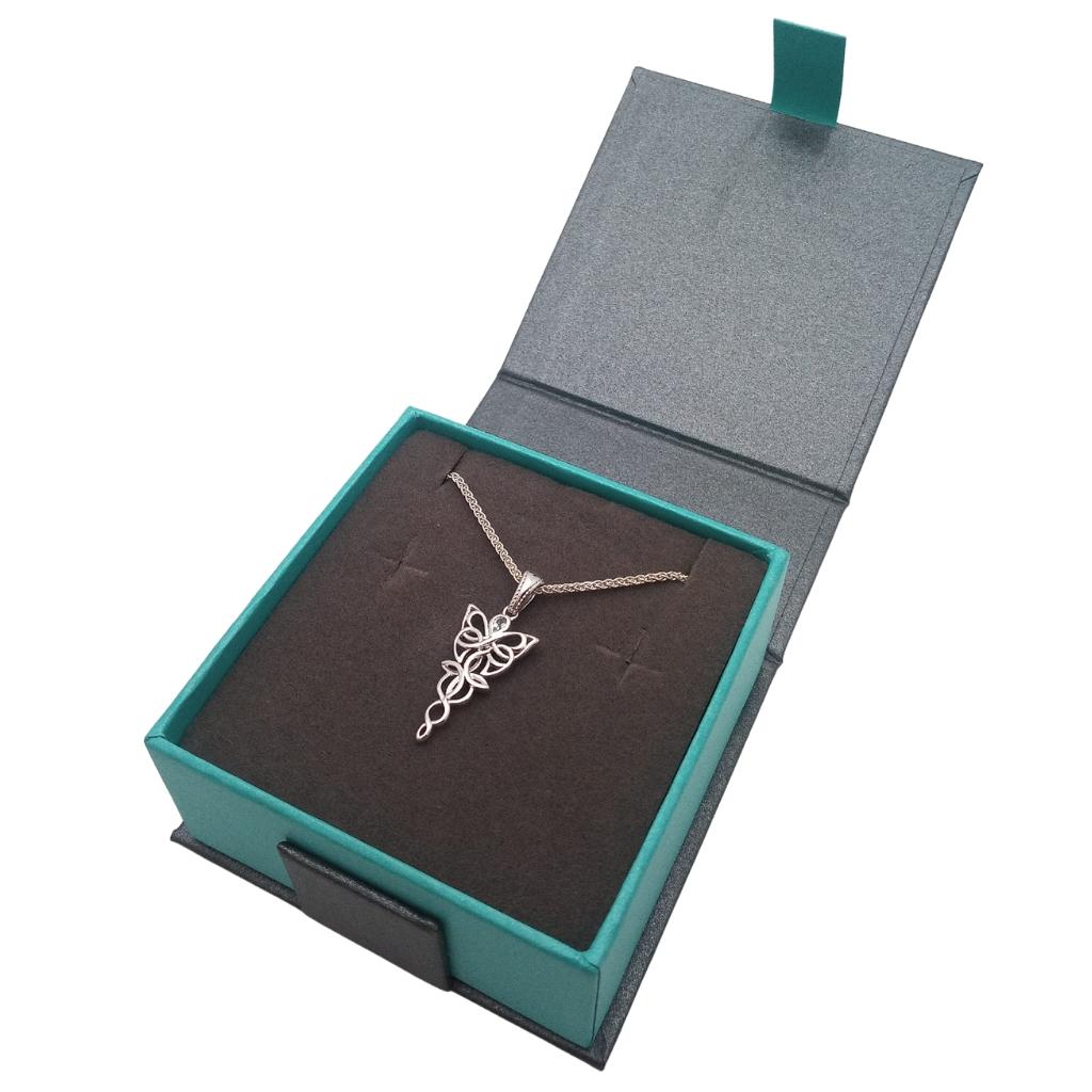 Sterling Silver and Sky Blue Topaz Celtic Butterfly Necklace