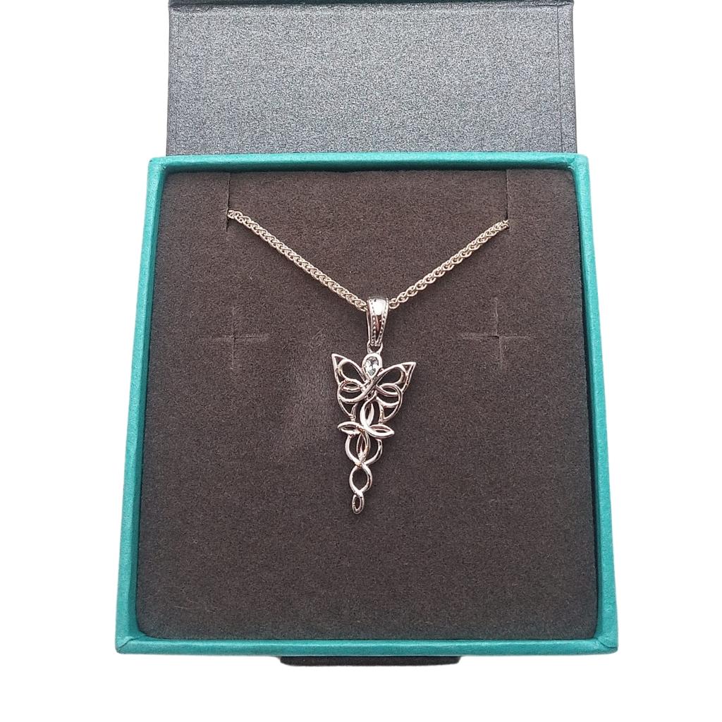Sterling Silver and Sky Blue Topaz Celtic Butterfly Necklace
