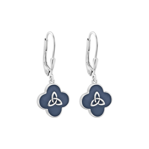 Sterling Silver Black Enamel Trinity Drop Earrings - The Celtic Gift Store - Earrings
