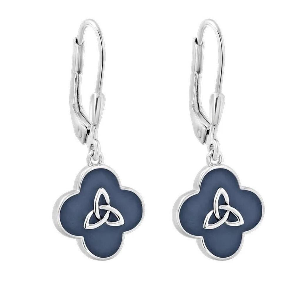 Sterling Silver Black Enamel Trinity Drop Earrings by Solvar Jewelry - Earrings