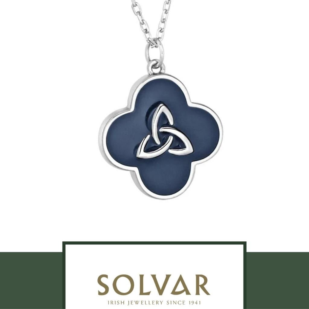 Sterling Silver Black Enamel Trinity Knot Necklace by Solvar Jewelry - Necklaces