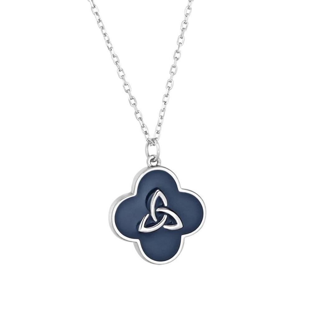 Sterling Silver Black Enamel Trinity Knot Necklace by Solvar Jewelry - Necklaces
