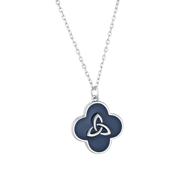 Sterling Silver Black Enamel Trinity Knot Necklace - The Celtic Gift Store - Necklaces