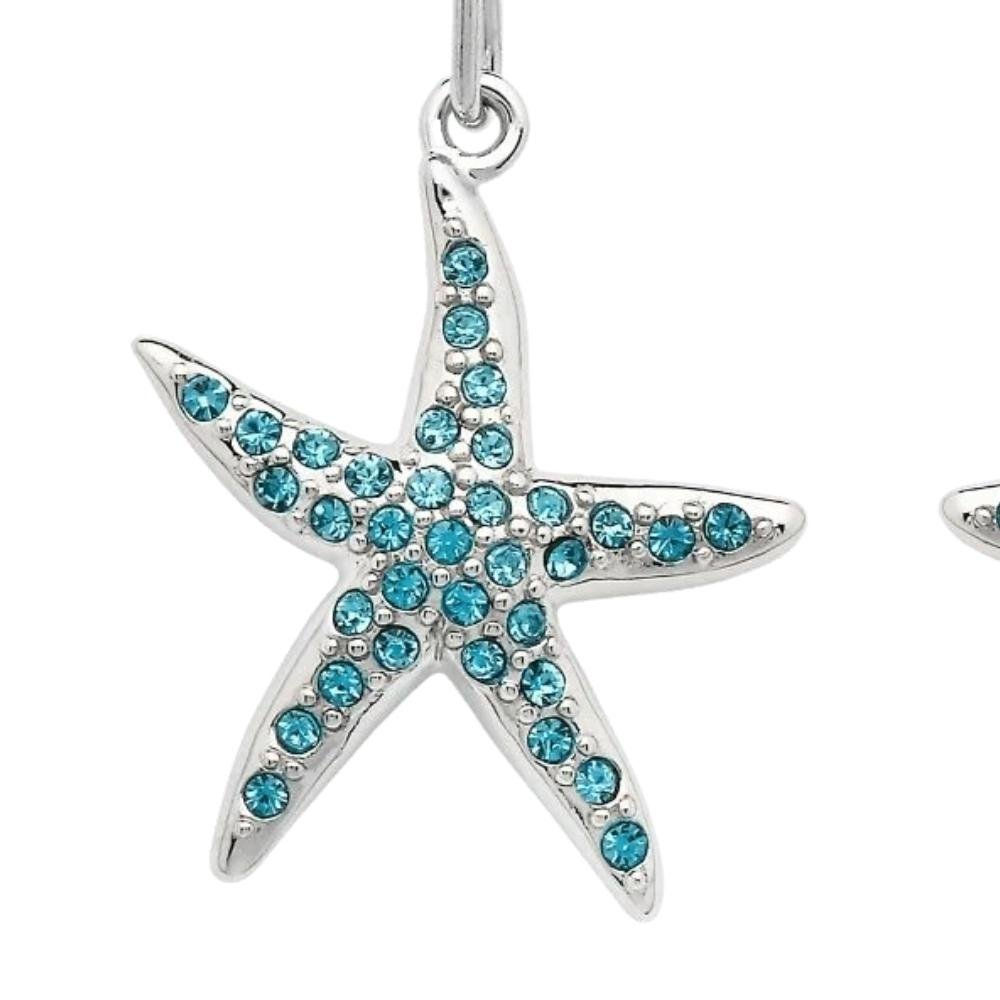 Sterling Silver Blue Starfish Drop Earrings