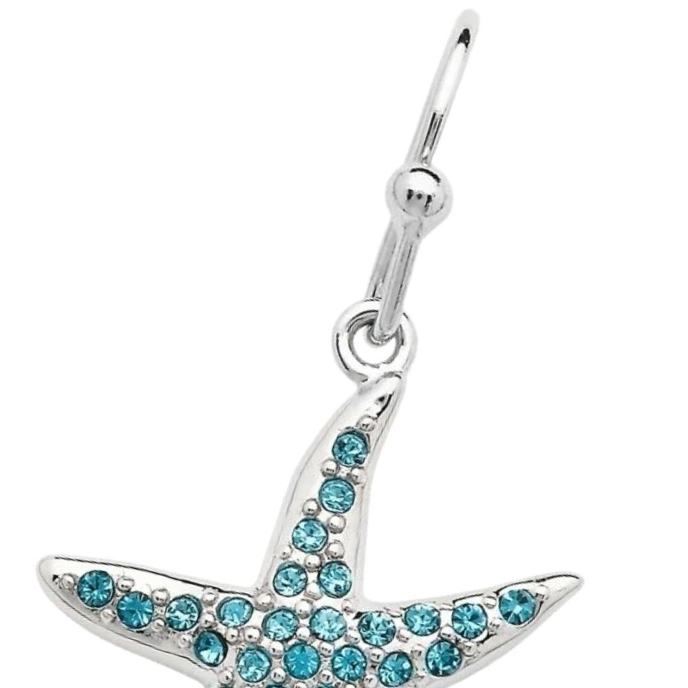 Sterling Silver Blue Starfish Drop Earrings