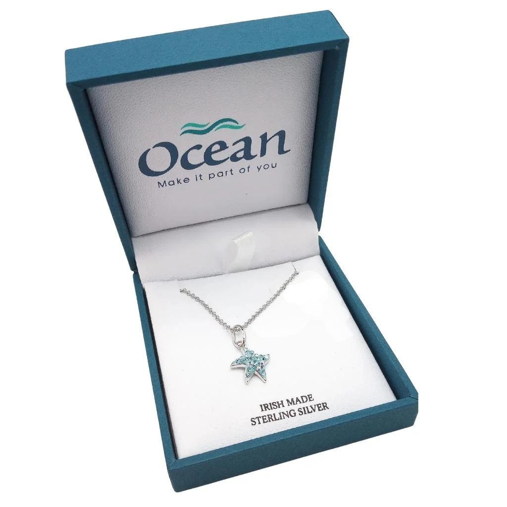 Sterling Silver Blue Starfish Mini Necklace