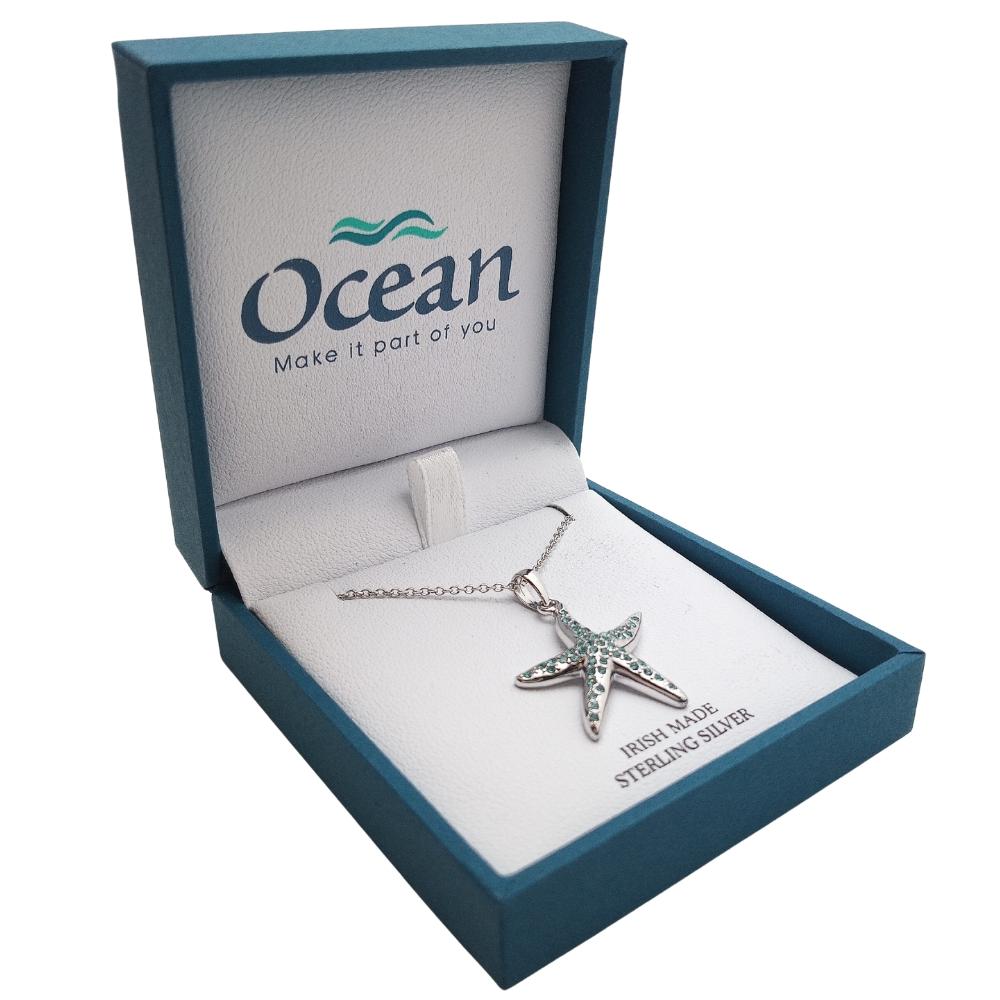 Sterling Silver Blue Starfish Necklace