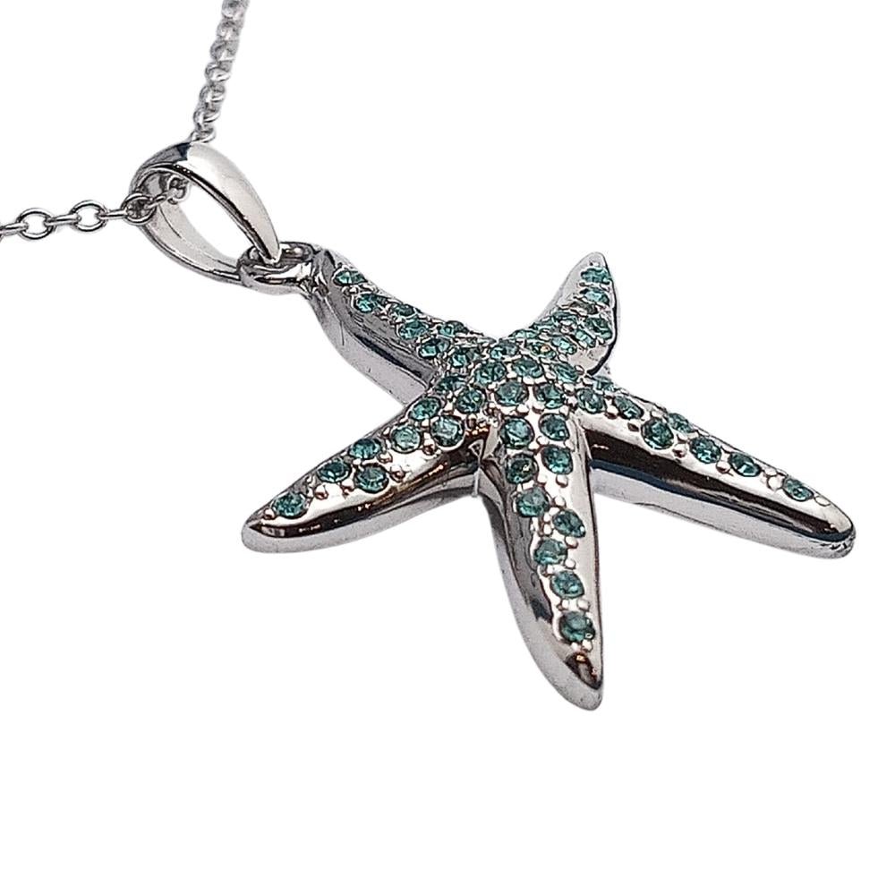 Sterling Silver Blue Starfish Necklace