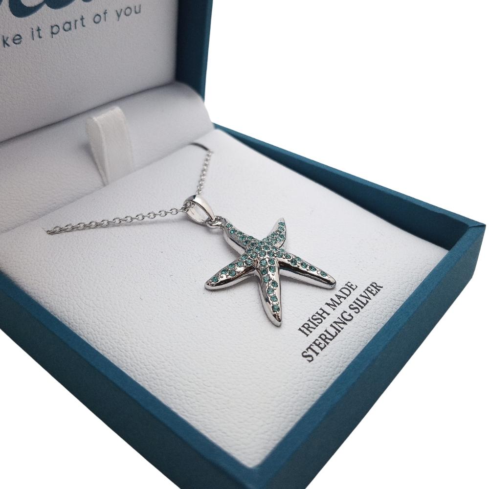 Sterling Silver Blue Starfish Necklace