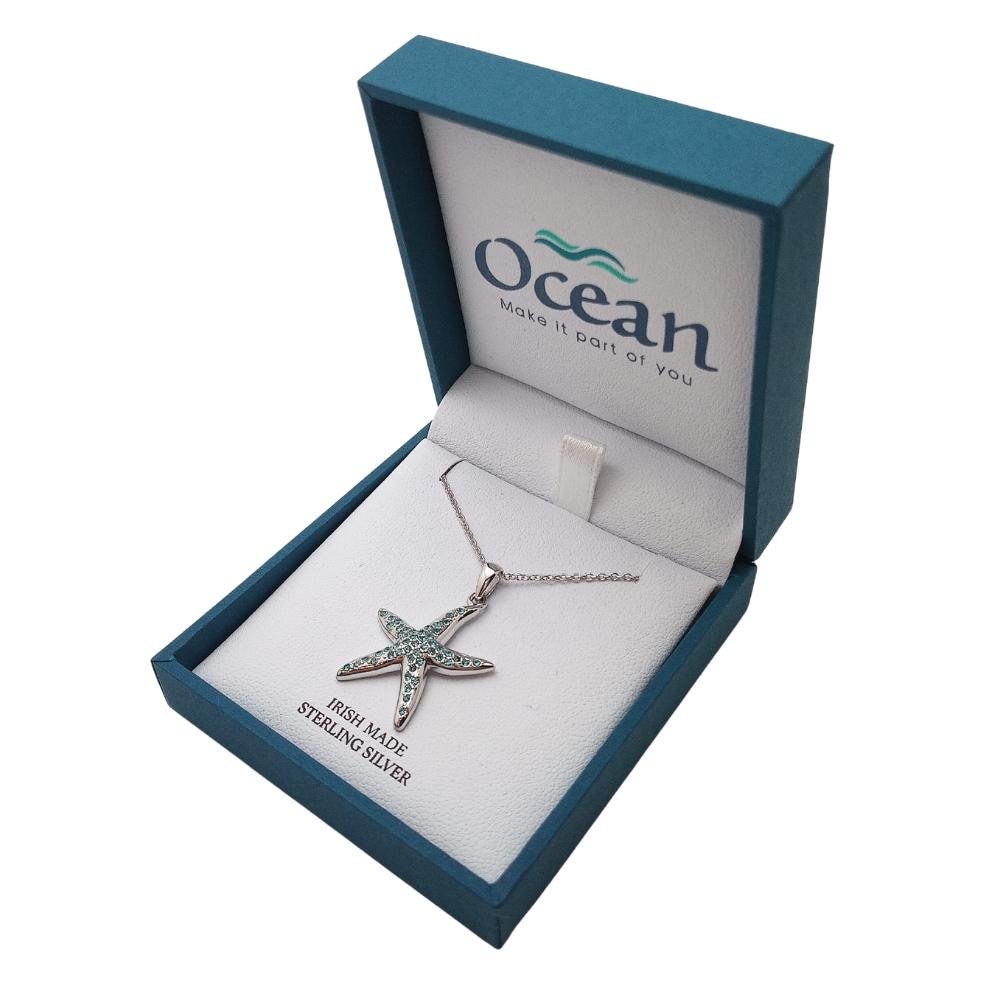 Sterling Silver Blue Starfish Necklace