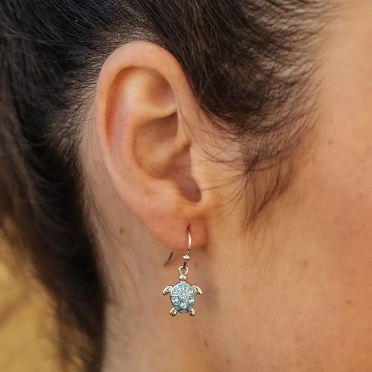 Sterling Silver Blue Turtle Earrings - The Celtic Gift Store - Jewelry